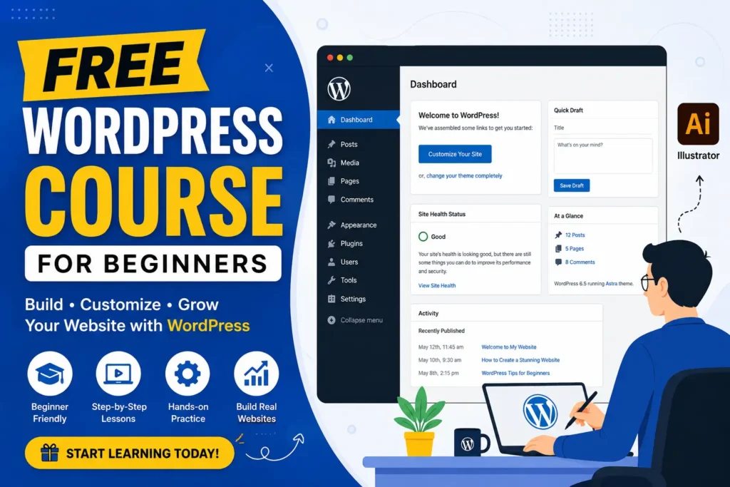 Free WordPress course for beginners learning website development